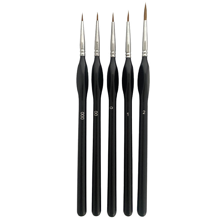 Natural 5 Piece Paint Brush Set #3/0-#2 - Wargames Warehouse