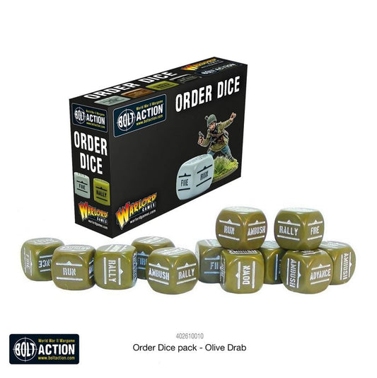 Bolt Action Order Dice - Olive Drab (12) - Wargames Warehouse