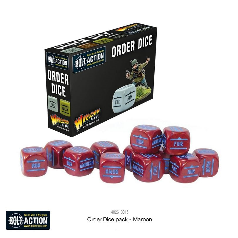 Bolt Action Order Dice - Maroon (12) - Wargames Warehouse