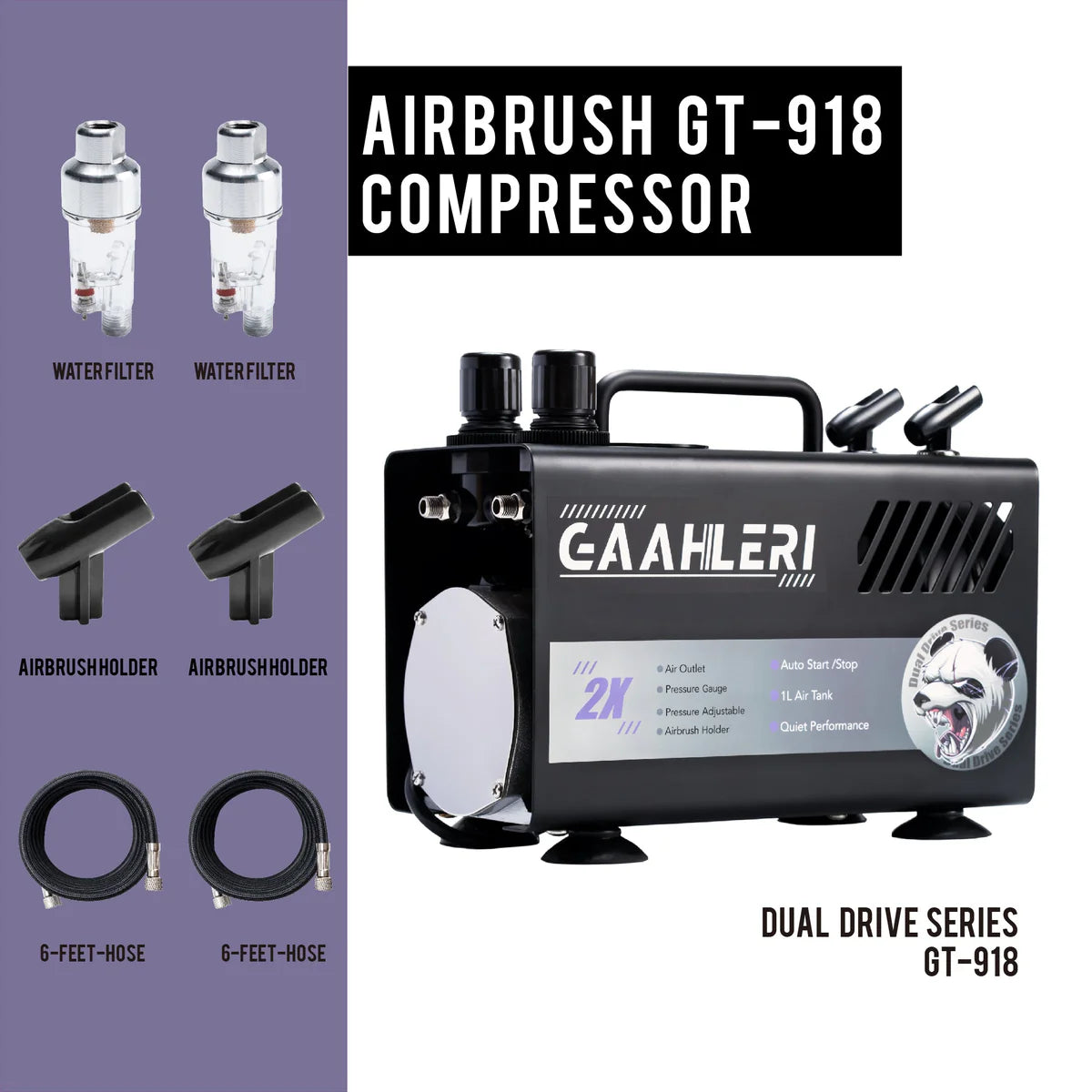 Gaahleri Dual Drive Airbrush Compressor GT-918 - Wargames Warehouse